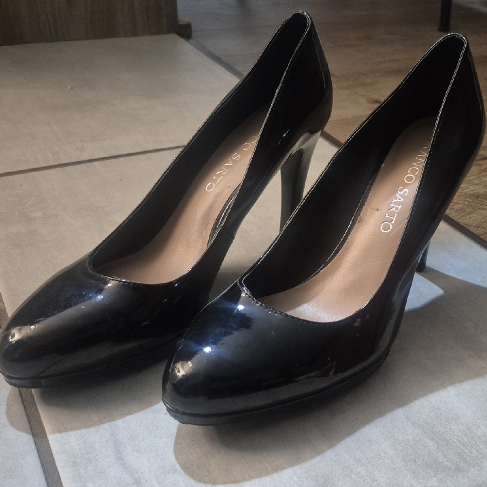 Franco Sarto Black Patent Heels